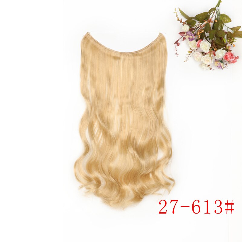 MERISI HAIR 24" Invisible Wire No Clips In Hair Extensions Secret Fish Line Hairpieces Synthetic Wavy Hair Extensions: J27613