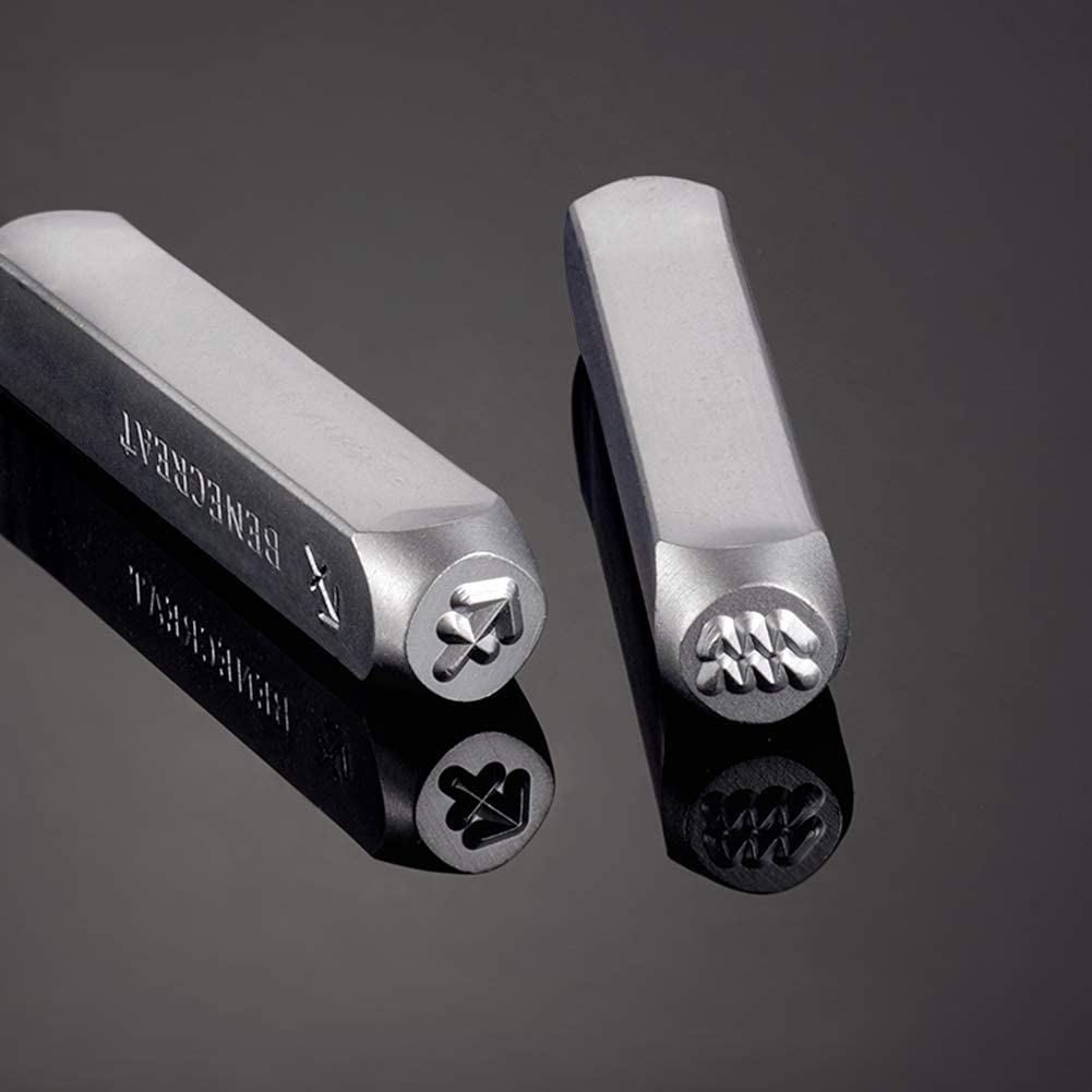 Constellations Theme Matte Diy Metal Stamp Punches 12pcs Set with Tool Case for Jewelry Leather Wood Stamping work Craft