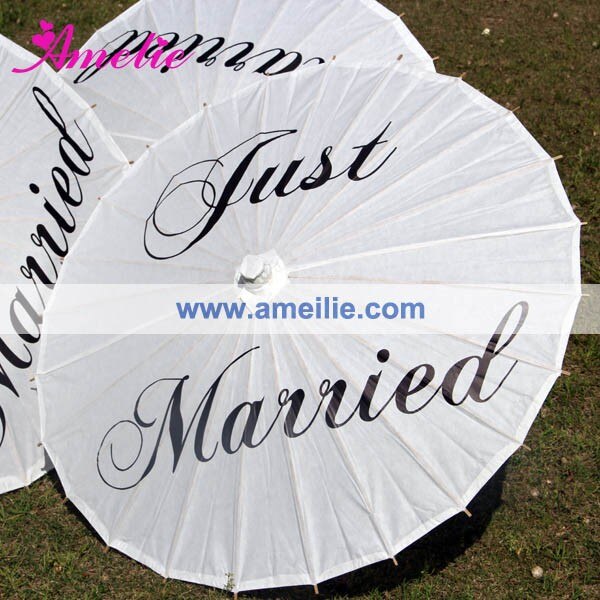 Just Married Printed Wedding Umbrella White Paper Parasol 33" Adult size Princess Photo Prop Umbrella