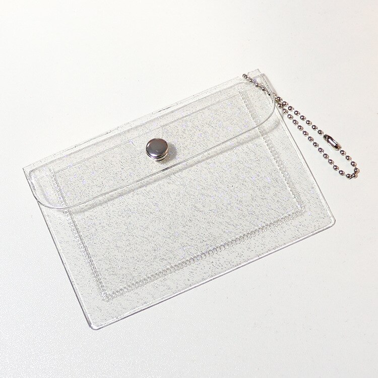 1PC porta carte di credito trasparente portafoglio per monete porta carte di credito per ragazze porta carte di credito porta Badge porta carte d'identità con portachiavi: Sequins