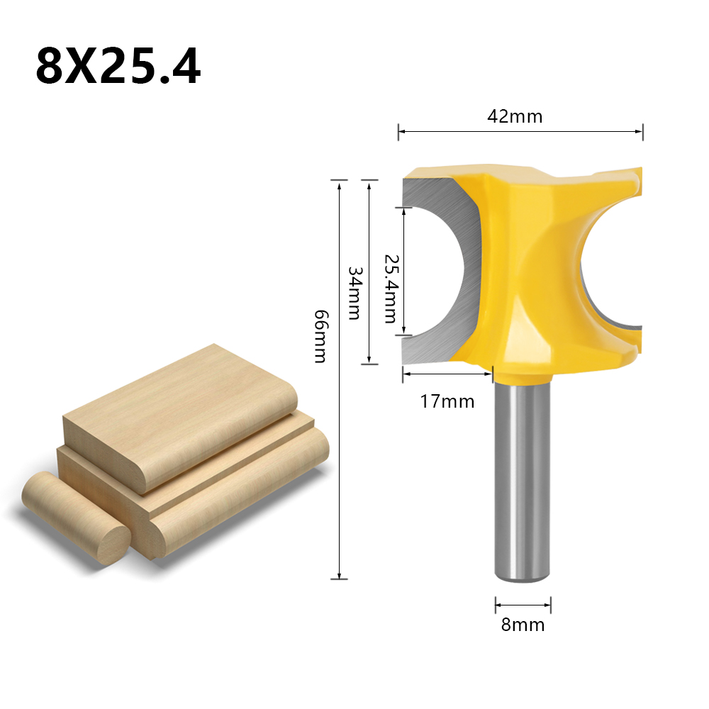 Brocas de corte lateral, vástago de 8mm, para carpintería, medio redondo, 1 ud.: 8X25.4