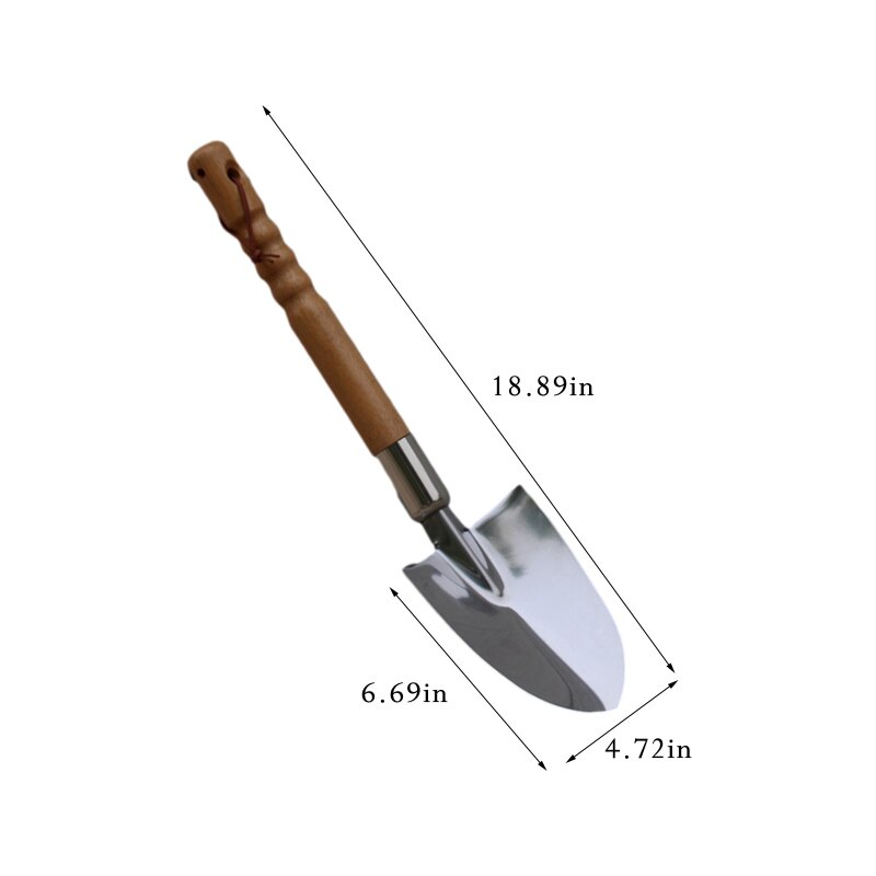 Garden Hand Trowel Dig Shovel and Plant Heavy Duty Stainless Steel Garden Spade Tool Smooth Vintage Style Natural Leather Strap