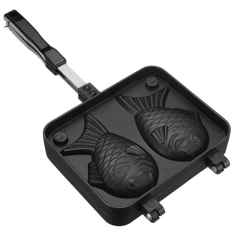 VOGVIGO Home Japanese Non-Stick Taiyaki Fish-Shaped Bakeware Waffle Pan Maker 2 Molds Cake Baking Tools