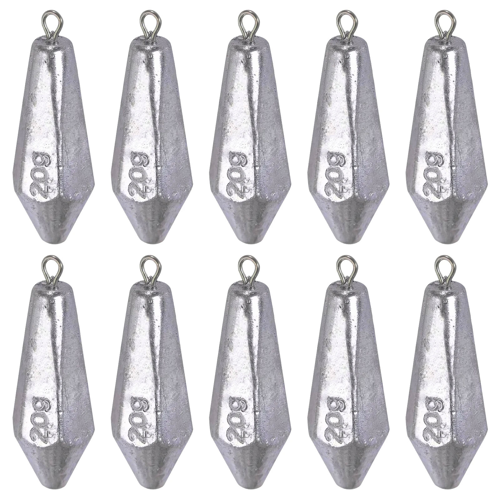 Kit de plomos de pesca de 100g, 6 uds., 20g-80g, pesos de pesca, forma Hexagonal, fundición, tiro de gota, peso largo y aerodinámico: Dorado