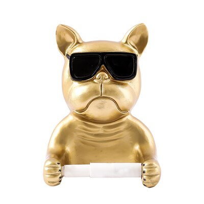 Lov hund hund toiletpapir håndklæde holder badeværelse hylde badeværelse væg hængende tissueboks rulle papir holder fri slag: Guld