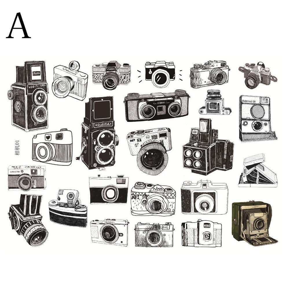 DIY handmade photo album scrapbook diary camera adhesive paper sticker decoration stickers: A
