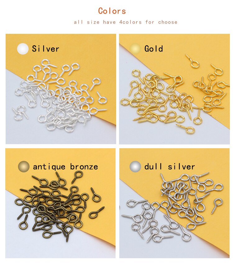 200p mini skrue øjenåle skruegevind kroge øjer låse fund til perle perler smykker fremstilling armbånd øreringe montering