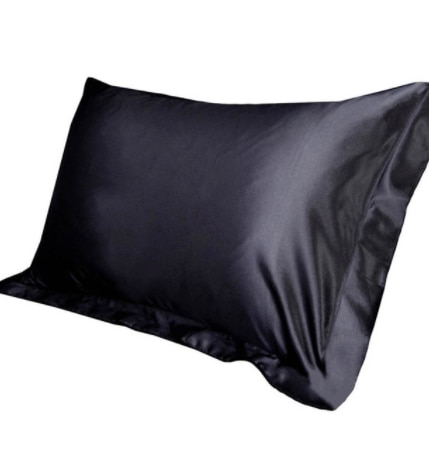 1pc ren emulering silke satin pudebetræk enkelt pudebetræk flerfarvet 48*74cm: Sort
