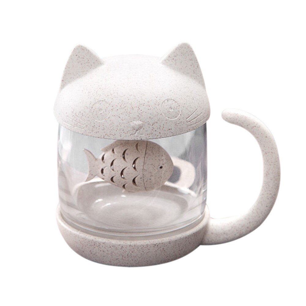 Tesil katt apa te infuser kopp gräs tekanna tepåsar för te & kaffe filter dryckesartiklar jul: Vit a