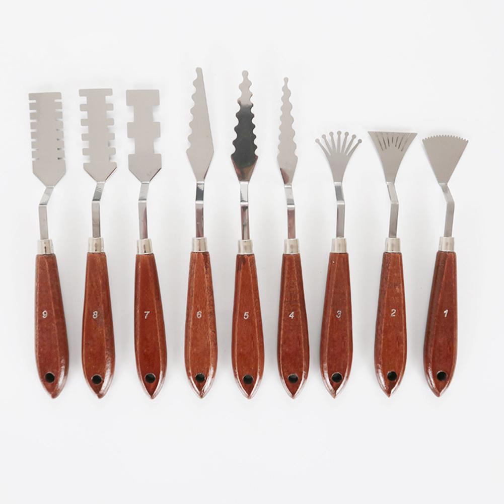 9 stk rustfrit stål gouache spatel paletknive til kunstnere gesso maling modellering pasta tekstur geler, aggregater gips  r20