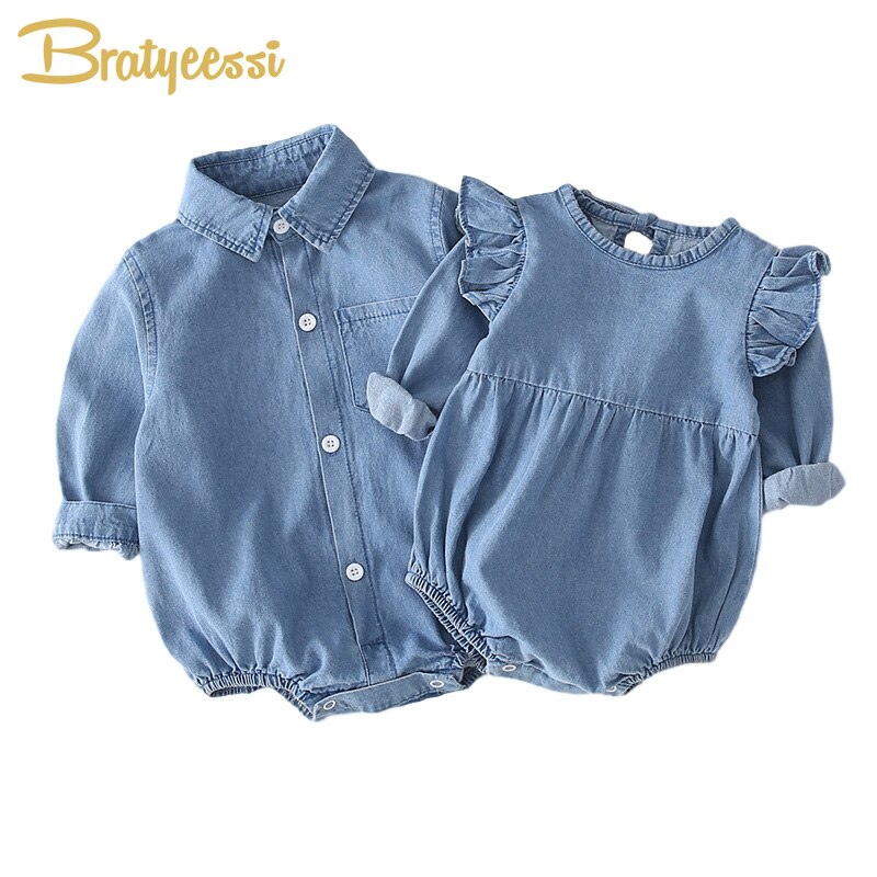 Denim Baby pagliaccetto per ragazze fratello sorella Baby tutina bambino ragazzo pagliaccetti tuta infantile neonato ragazza ragazzo vestiti