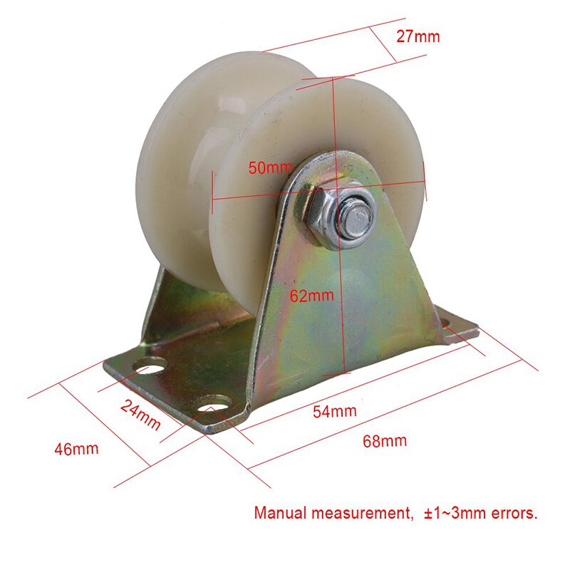 2Pcs 2 Inch 45 Steel Nylon U Groove Track Roller Rigid Caster Wheel for Industrial Machines Carts 150KG