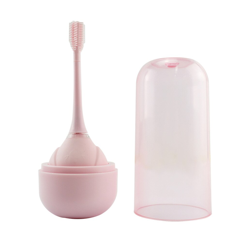 Brosse à dents électrique en gel de silice pour enfants, trois brosses, brosse à dents à 45- degrés, blanchiment des dents, dessin animé mignon, chargement sans fil 40: Rose
