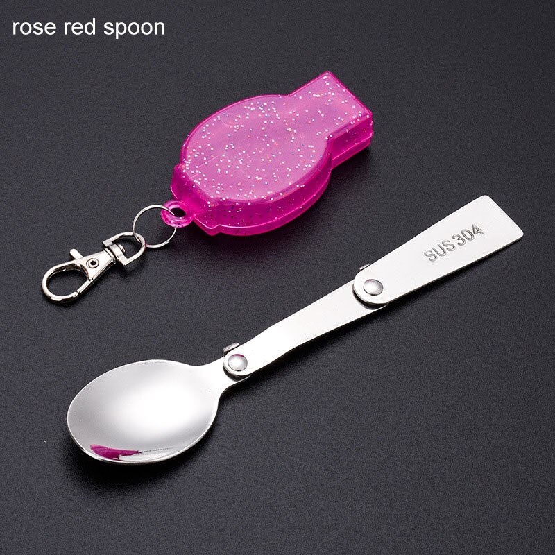 Haushalt küche tragbare löffel und gabel integrierte Dual-zweck klapp gabel löffel edelstahl küche zubehör: Rose rot Löffel