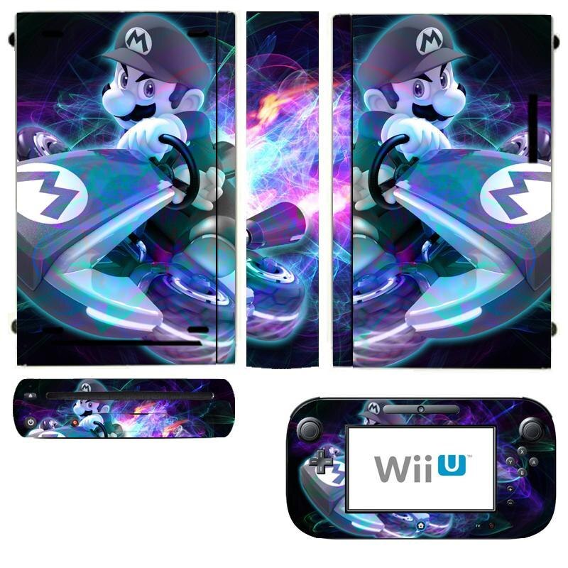 Protector de vinilo de la piel del carro de MARI0 para Nintendo Wii U y pegatinas de las pieles del controlador: Wii U-405