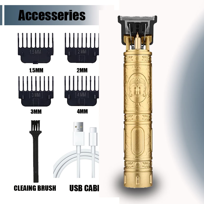 Cortadora de pelo eléctrica T9, recortadora de barba inalámbrica USB, Kit de aseo, Máquina para cortar cabello para estilistas: Castaño