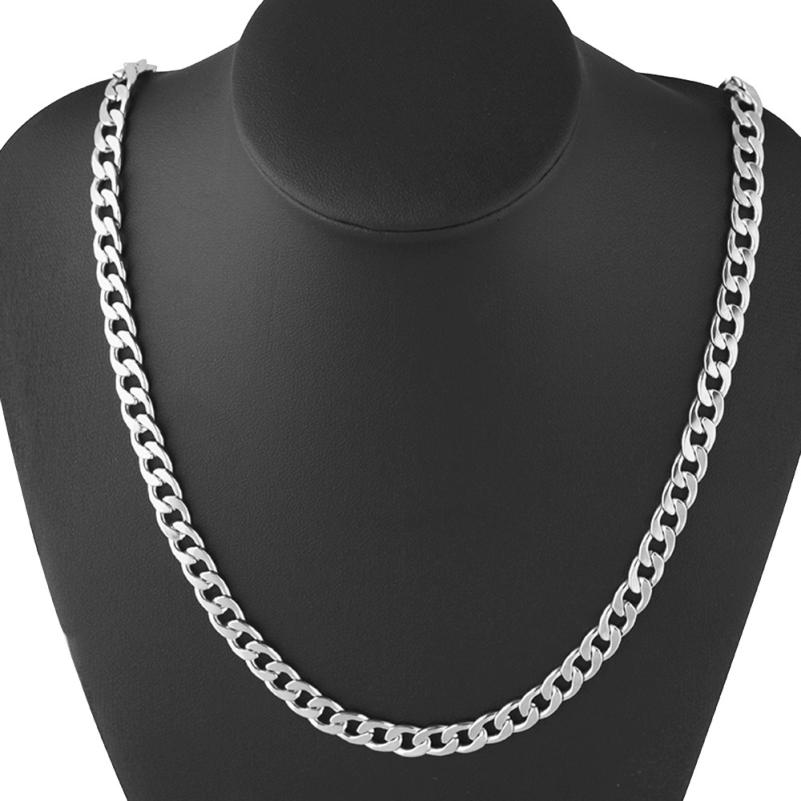 OTOKY Chain Necklace Hip Hop Mens Curb Cuban Chain Gold Filled Necklaces Jewelry Daily Wear 61cm chain necklace Dec29: Silver