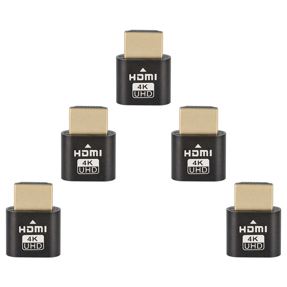 1-10 stk hdmi virtuell skjerm 4k hdmi ddc edid dummy plug skjerm med led cheat virtuell plugg hdmi dummy emulator adapter: 5 stk sort
