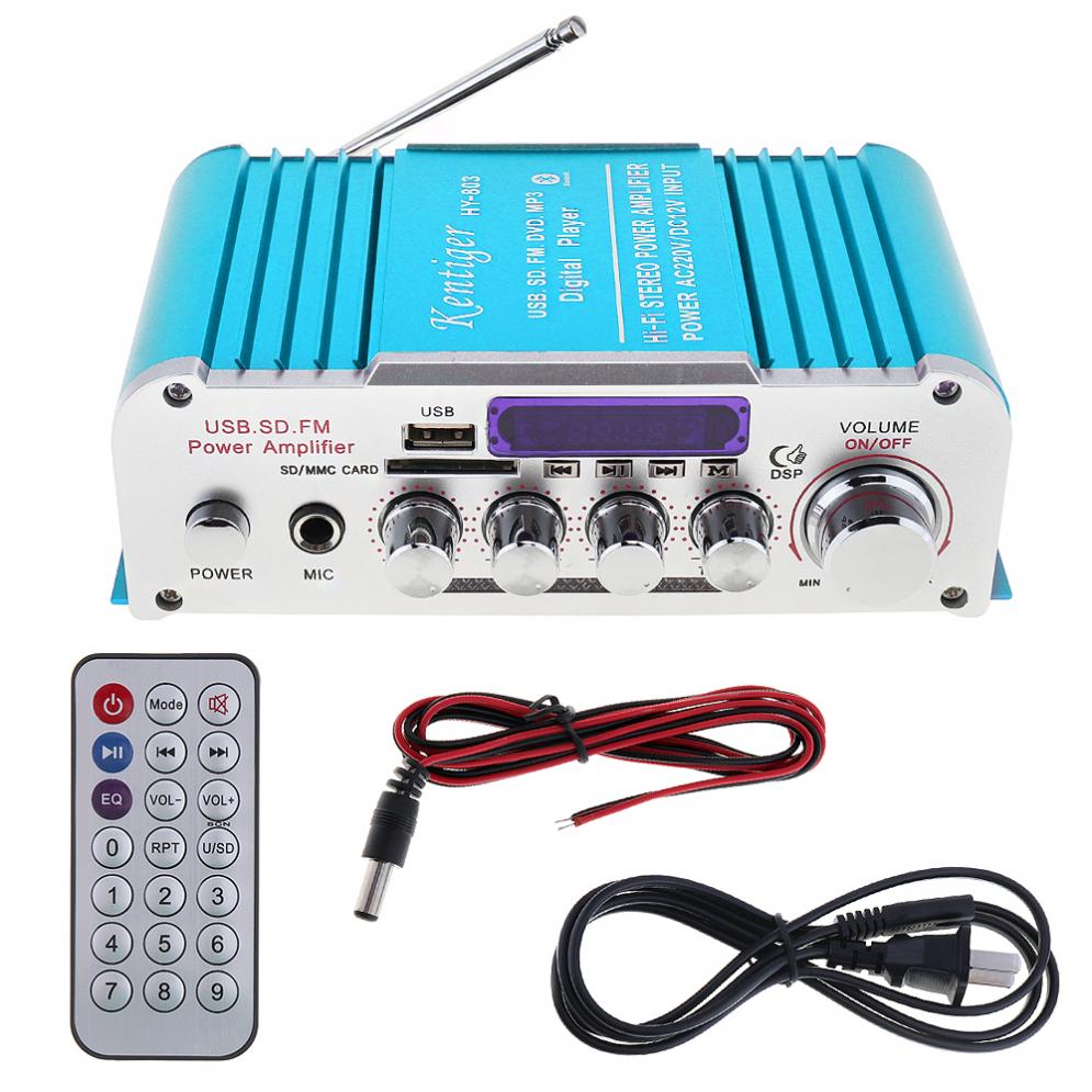 AMPLIFICADOR DE POTENCIA DE Audio para coche, reproductor de Radio FM con Bluetooth, HI-FI, 2 canales, DC12V, compatible con entrada SD / USB / DVD/MP3, para motocicleta y hogar