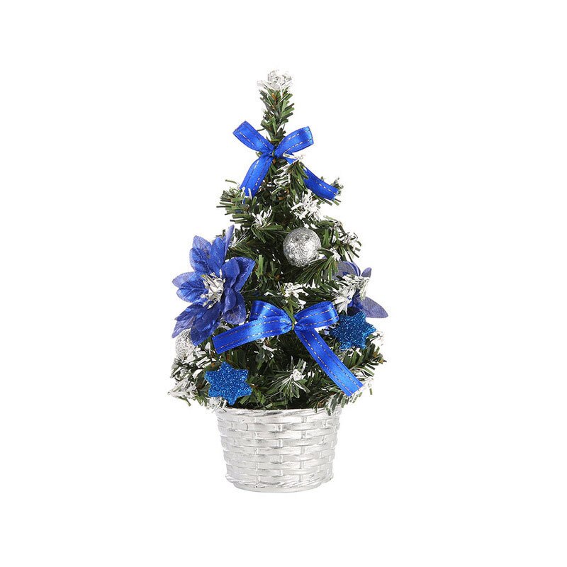 Mini Christmas Tree Desk Table Decoration Cute Xmas Artificial Home Decor Ornaments Children: Blue