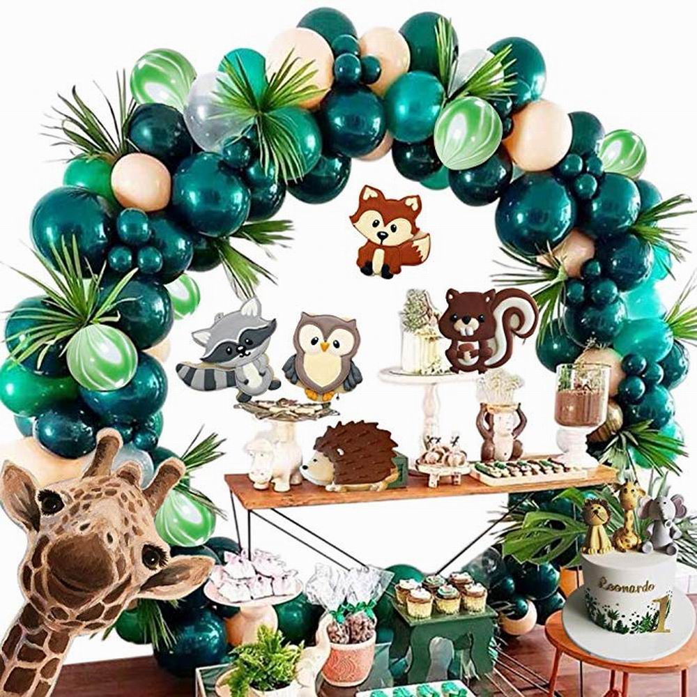Jungle Safari Theme Party Supplies Green Balloons Garland Arch Kit Birthday Baby Shower Forest Party Christmas Decorations
