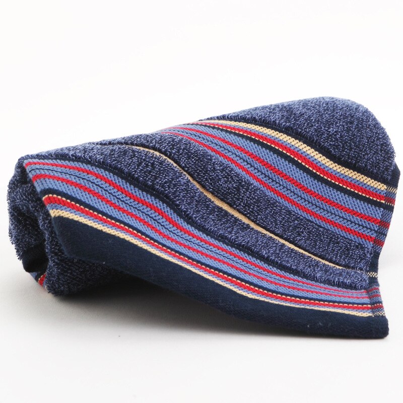 ZHUO MO 3-Stukken Dikkere Streep Patroon Zachte Katoenen Handdoek Set Badkamer Super Absorberende Badhanddoek blauw grijs bruin gezicht Handdoeken