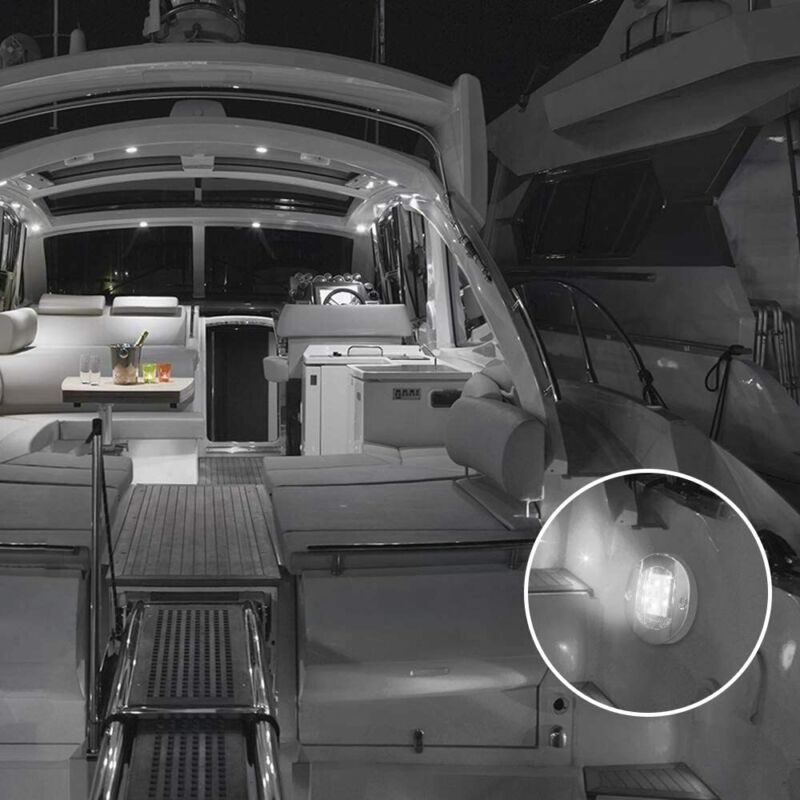 4x 3 " rund marinebåt ledet hyttedekk gangvei kupelys hvitt akterlys 6-2835- smd abs plastbåt ledet akterlys