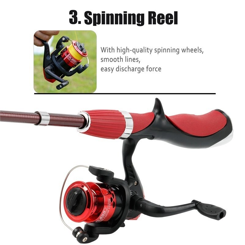 Fishing Rod and Reel Set Casting Fishing Rods Carbon Superhard Ultra Light Rod with Mini Spinning Reels Fishing Tackle Set