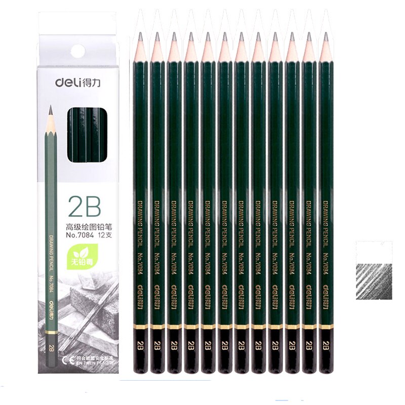 2B Pencil HB 2H Wood pencil Student Learning Examination Drawing Painting school stationery deli 7082 sample price