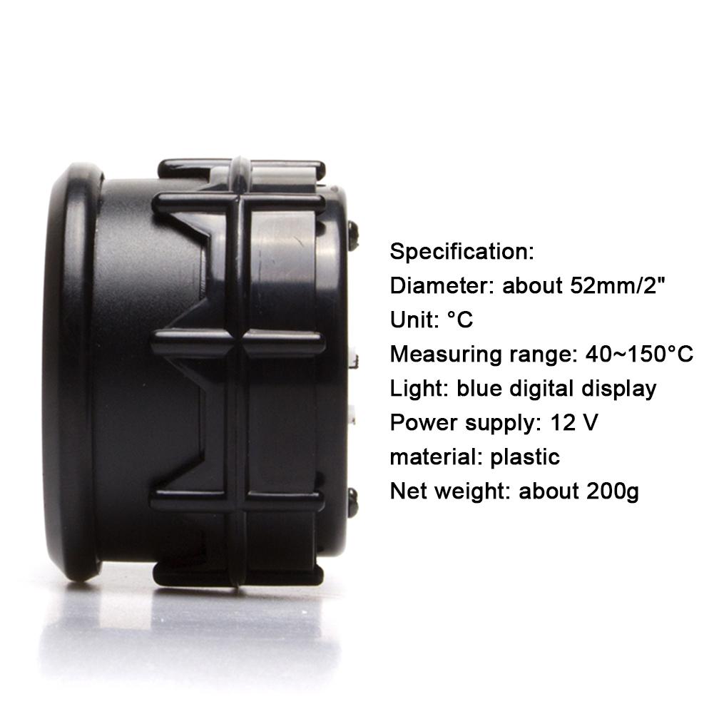 Auto Temperatuur Sensor 52MM Auto Modificatie Instrument LED Blauw Licht Digitale Water Temperatuur Meter Auto Water Temp Gauge