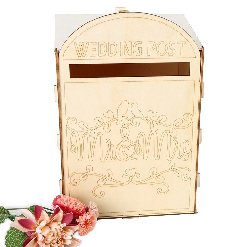 Træ dekoration romantisk bryllup mr & fru postkasse med en nøgle: Stil 1