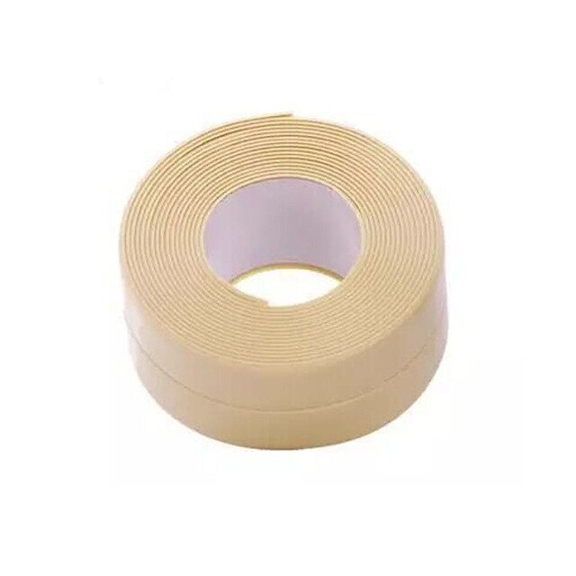 kitchen Sink Waterproof Tape Bath Sealing Strip Tape White PVC Self adhesive Waterproof Wall Sticker Tape Bathroom Kitchen Tapes: beige