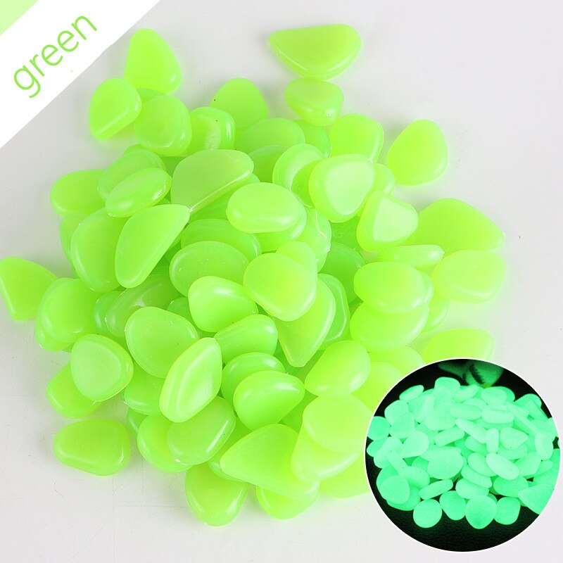 glow in the dark stones 50Pcs Garden Luminous Glowing Stone Pebble Glow in the Dark Garden for Walkways Garden Path marble patio: bright green