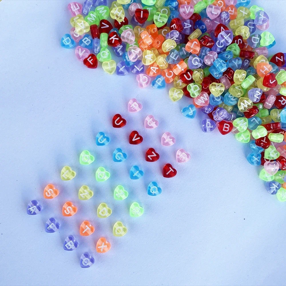 100/200/300/500 Uds. Cuentas acrílicas con forma de corazón y letras, cuentas espaciadoras del alfabeto para fabricación de joyería, collar de pulsera DIY hecho a mano: YELLOW / 3 mm