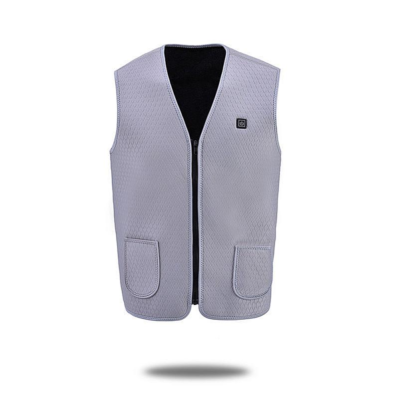 Chaleco eléctrico para hombre y mujer, chaqueta de tela calefactable con USB, almohadilla calefactora, calentador corporal, chaleco calefactor térmico, chaqueta de caza VIP para invierno: gray / XXXL
