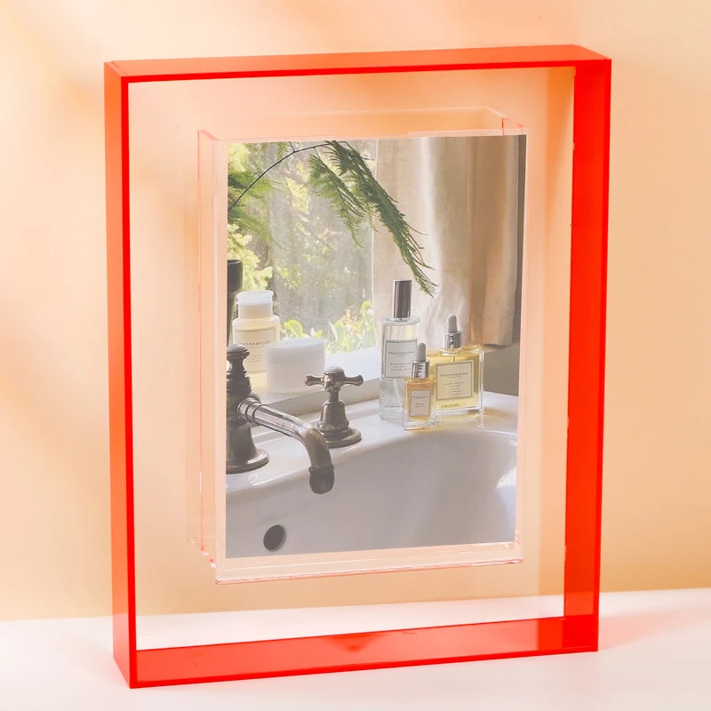 Cadre Photo Transparent en acrylique, 1 pièce, boîte carrée pour chambre à coucher, porte-carte Photo idole, ornement de bureau, Cadre Photo, décoration de maison: 7 pouces / WHITE