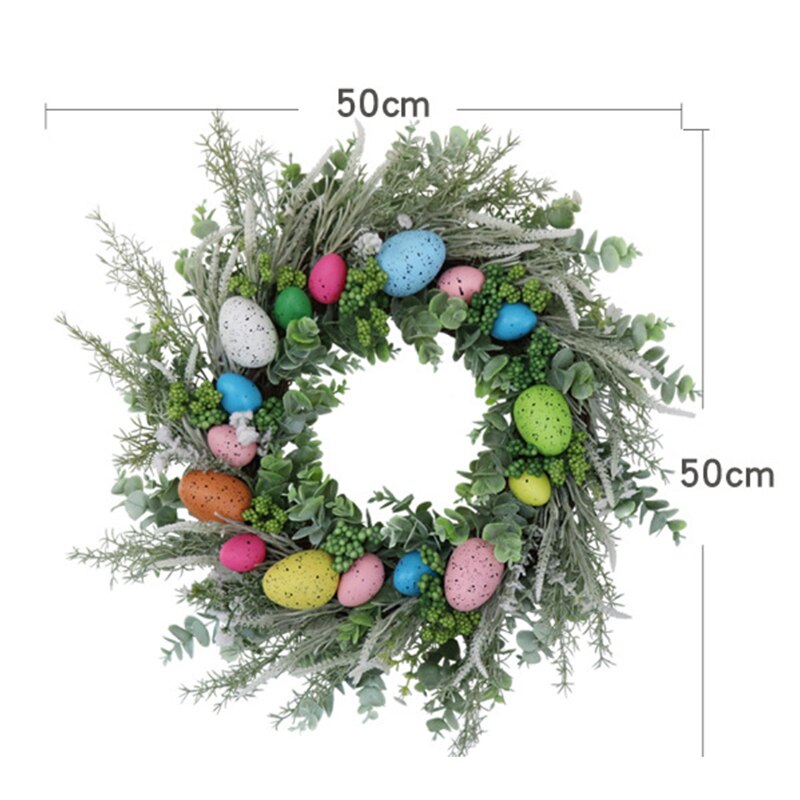 Easter Garland Eggs Rattan Wreath Artificial Flower Wreath Home Easter Decor: Default Title