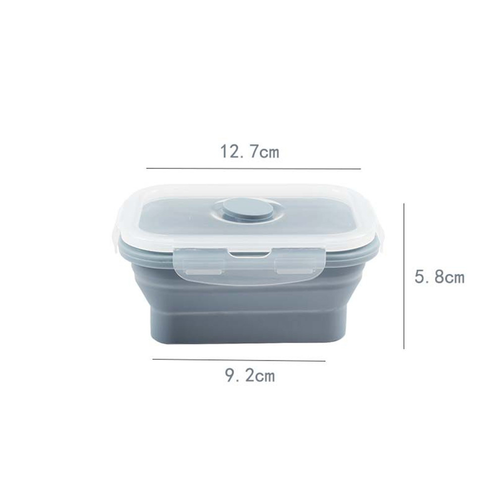 Silicone Rectangle Lunch Box Collapsible Bento Box Folding Food Container Bowl for Dinnerware Tableware: blue-350ml