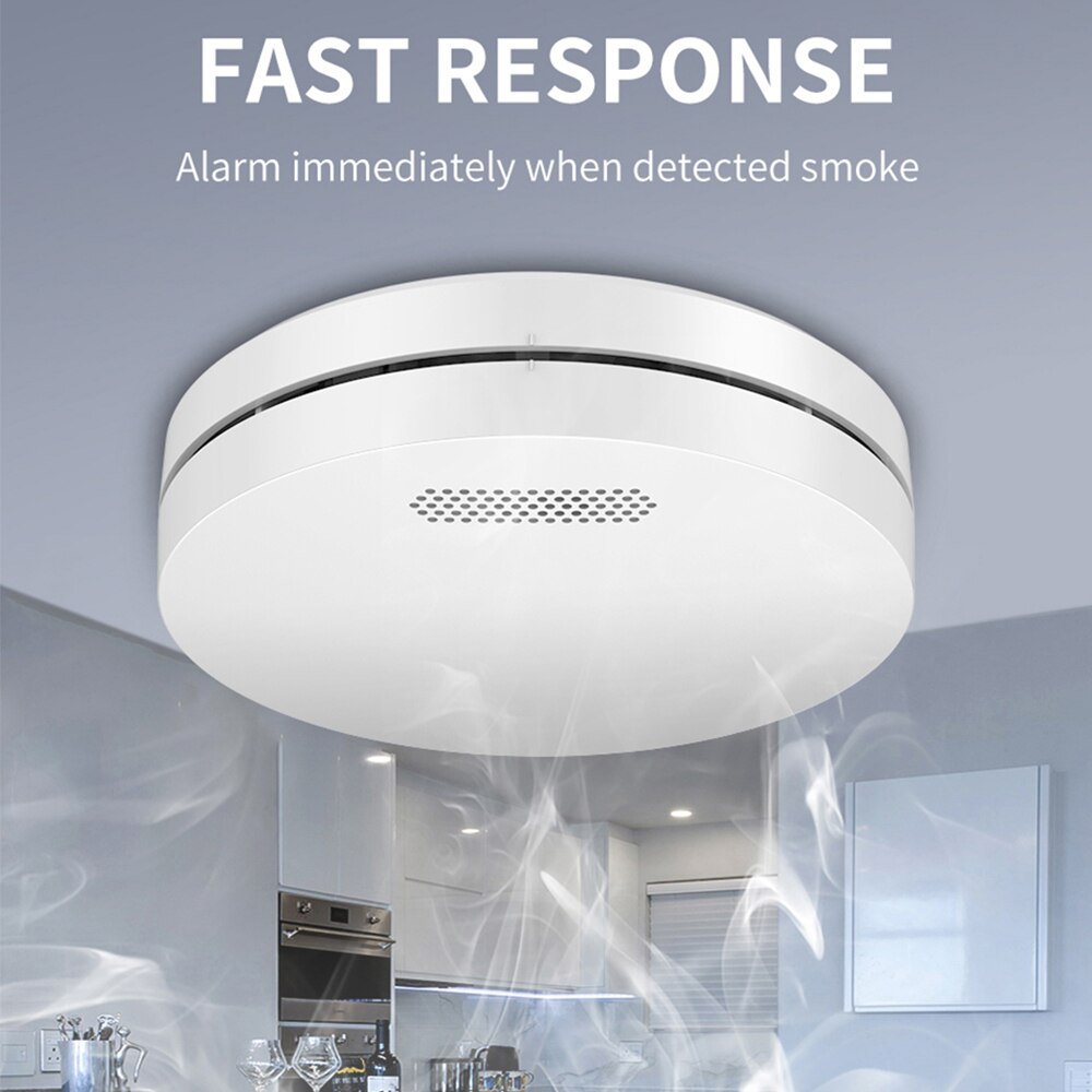Smart Life-Detector de humo con WiFi, protección contra incendios, sistema de seguridad para el hogar, alarma de sonido, 85db, función de autocomprobación en tiempo Real