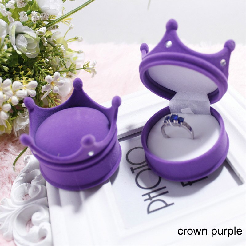 Kasseholder smykker tilbehør mini kasser halskæde øreringe ring forlovelsesring kasse bryllupsfest indretning: Krone lilla