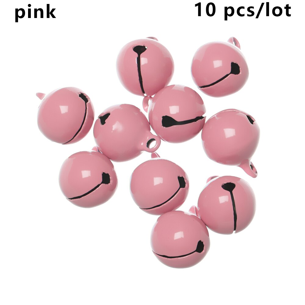 10 stuks kerstversiering met belletjes, mooie losse metalen kralen van ijzer, kerstboomhangers, doe-het-zelfmateriaal, kerstknutsels: Roze