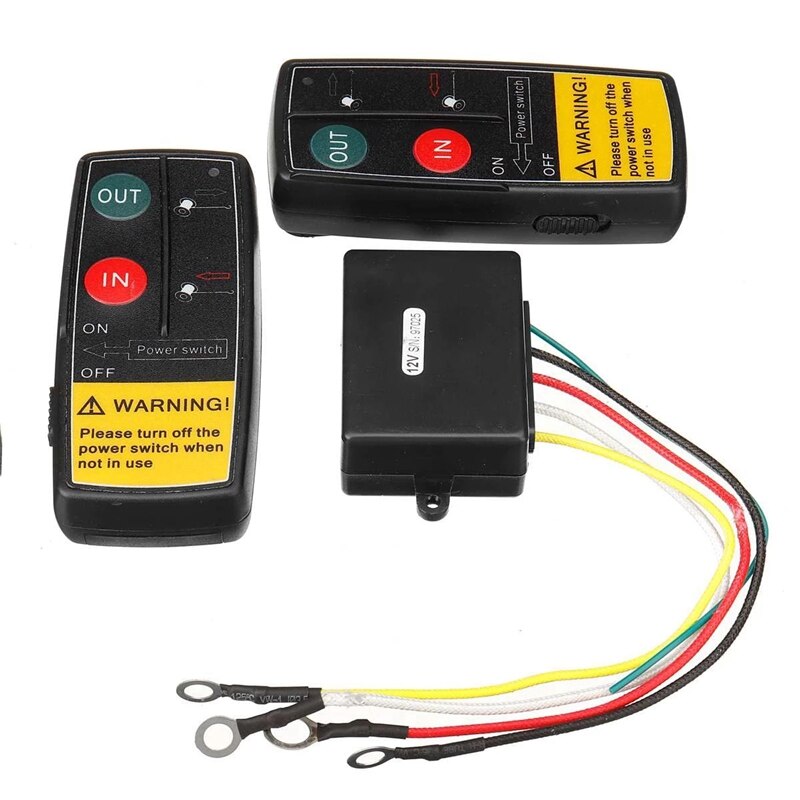 3 Set 12V Universal Car Digital Wireless Winch Crane Remote Control Controller Recovery Kit W/ Twin Handset Remote Rang