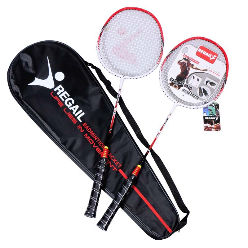 Regail 2 stk ultralette badmintonketcher indendørs udendørs sportsøvelse badmintonketcher med taske: Rød