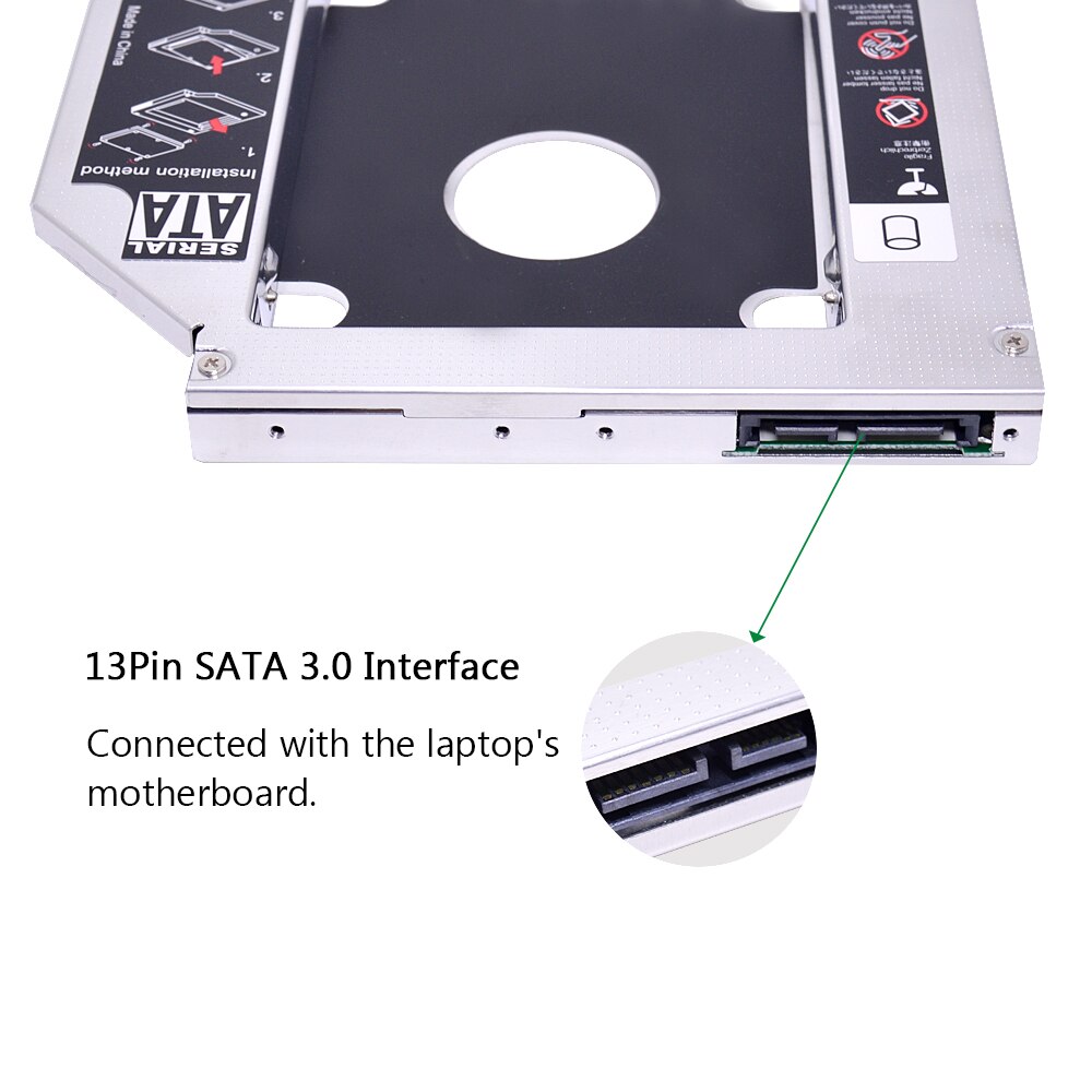 CHIPAL Universal 2nd HDD Caddy 12.7MM for 2.5" 12.5mm 9.5mm 9mm 7mm SSD HDD Case Enclosure + Dual LED for Laptop DVD-ROM CD-ROM