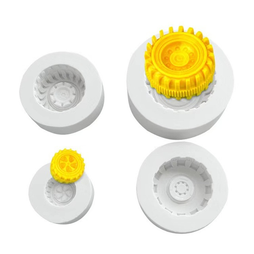 4 Pcs Car Tires Shaped Silicone Fondant Cake Decorating Mold Chocolate Molds Baking Tools Kitchen Accessories: Gray 4 Pcs
