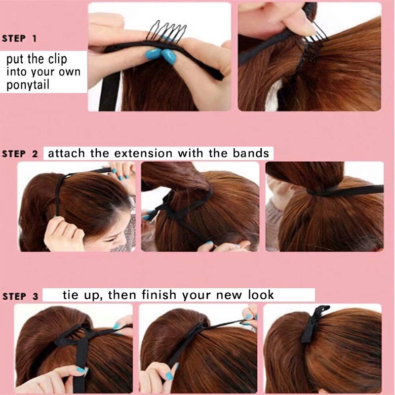 Extensiones de cola de caballo para mujer, coleta larga con ondas de maíz de 21 pulgadas, cinta sintética para atar, coleta