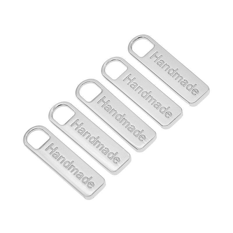 Etiquetas de Metal con letras hechas a mano para manualidades, cuerpo de cremallera para bricolaje, DIY, reparación a medida, ropa de costura, bolsos, accesorios de decoración, 10 Uds.