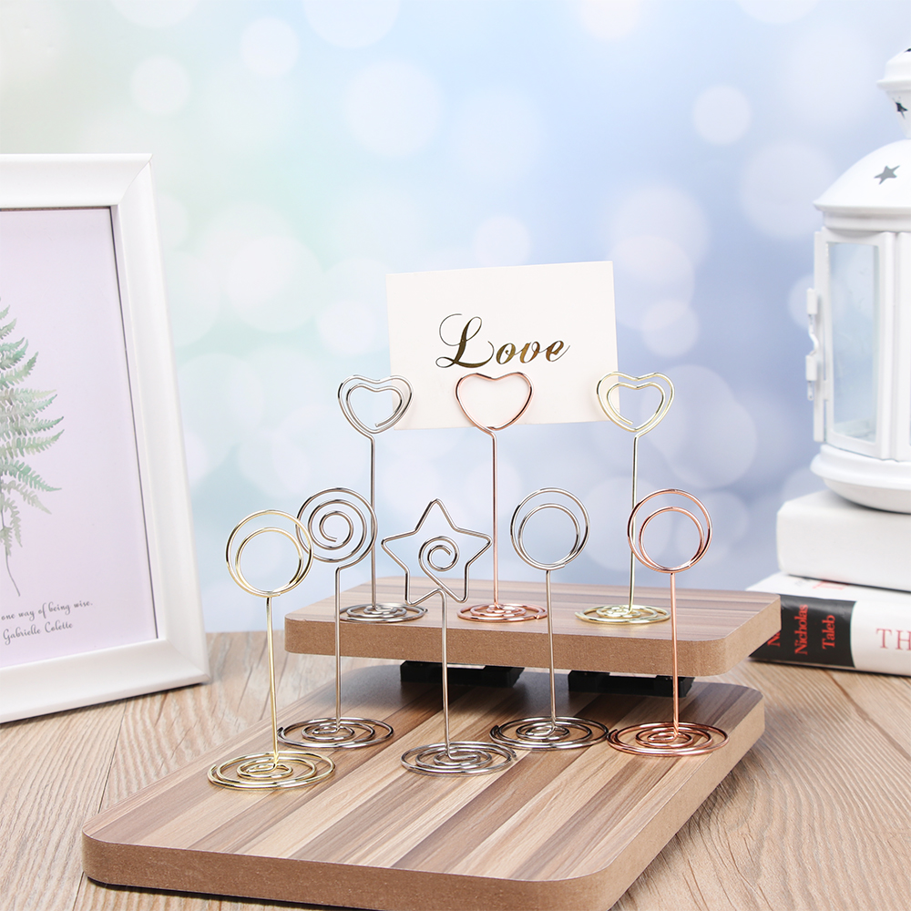 Metalen Kaarthouder Romantische Hart Foto Clip Tafel Nummer Stand Wedding Party Desktop Decoratie Bureau Accessoires