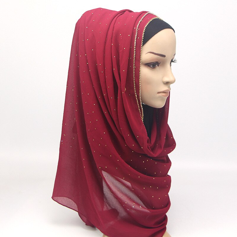 Yiwu usine femme musulmane en mousseline de soie chaude turquie arabe froissé hijab écharpe: Bourgogne