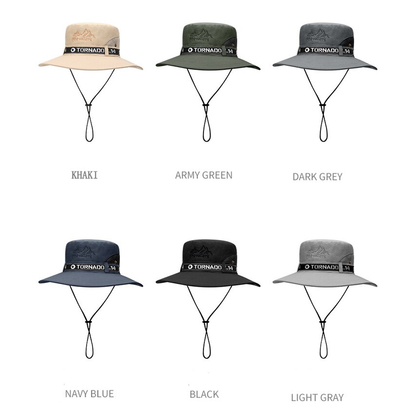 Fralu Zomer Hoeden Mannen Zon Protector Uv-Proof Ademend Emmer Hoed Grote Brede Rand Wandelen Outdoor Vissen Strand Cap cowboy